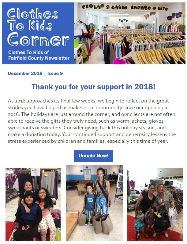 Clothes To Kids Corner December 2018 Newsletter