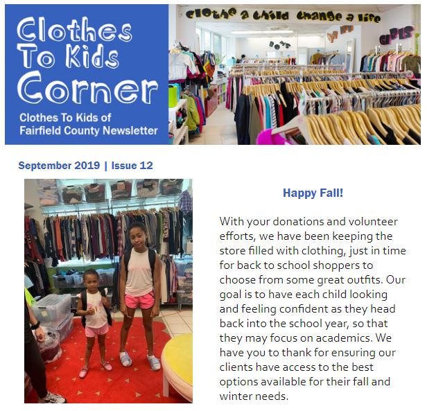 Clothes To Kids Corner | September 2019 Newsletter - Clothes To Kids of ...